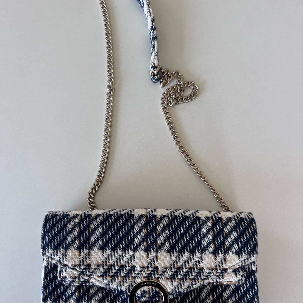 Sandro Paris - Chic Blue and White Tweed Crossbody Bag